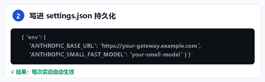 步骤 2:写进 settings.json 持久化
