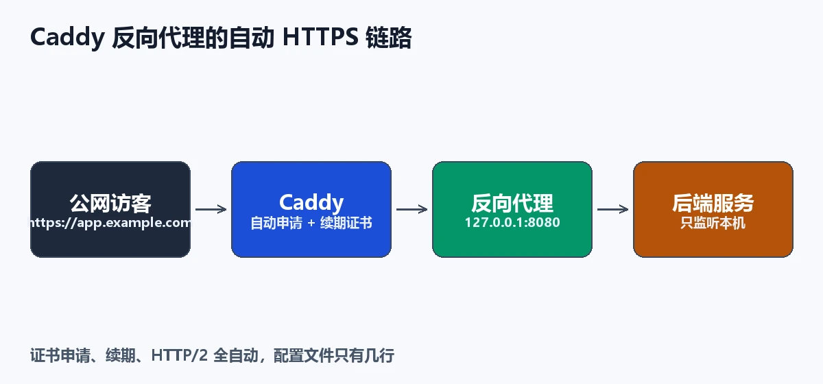 Caddy 反向代理的自动 HTTPS 链路