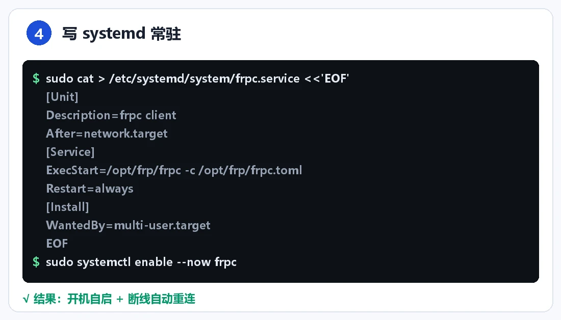 步骤 4:写 systemd 常驻