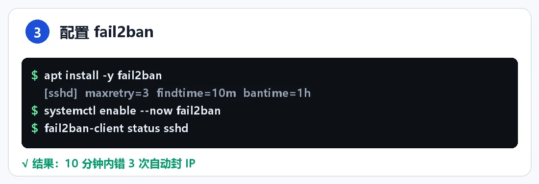 步骤 3:配置 fail2ban